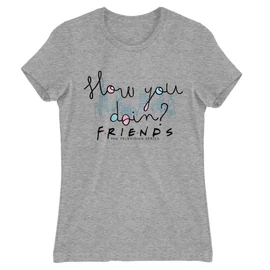 Sportszürke Jóbarátok női rövid ujjú póló - Doodle How you doin?