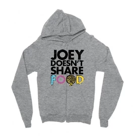 Sportszürke Jóbarátok zipzáros pulóver - Joey doesn’t share food text