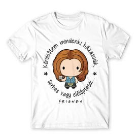 Fehér Jóbarátok férfi rövid ujjú póló - Körülöttem mindenki