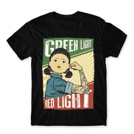 Fekete Nyerd meg az életed férfi rövid ujjú póló - Green light, Red light