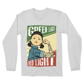 Fehér Nyerd meg az életed férfi hosszú ujjú póló - Green light, Red light