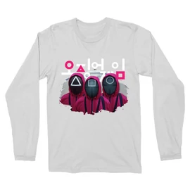 Fehér Nyerd meg az életed férfi hosszú ujjú póló - Squid Game guard