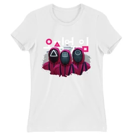 Fehér Nyerd meg az életed női rövid ujjú póló - Squid Game guard