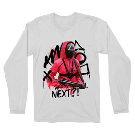 Fehér Nyerd meg az életed férfi hosszú ujjú póló - Who’s next?