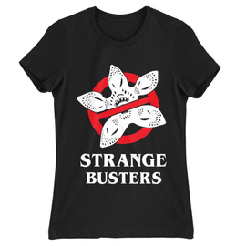 Fekete Stranger Things női rövid ujjú póló - Strange Busters