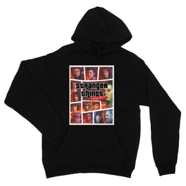 Fekete Stranger Things unisex kapucnis pulóver - GTA