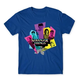 Királykék Stranger Things férfi rövid ujjú póló - Retro