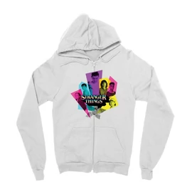 Fehér Stranger Things zipzáros pulóver - Retro
