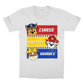 Fehér Mancs őrjárat gyerek rövid ujjú póló - Csíkok