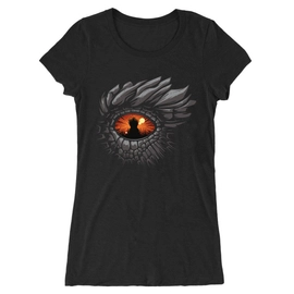 Fekete Sárkányok háza női hosszított póló - Dragon Eye