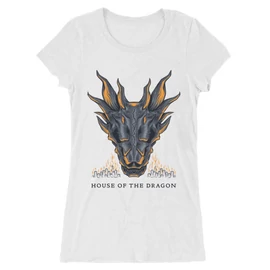 Fehér Sárkányok háza női hosszított póló - Dragon Head