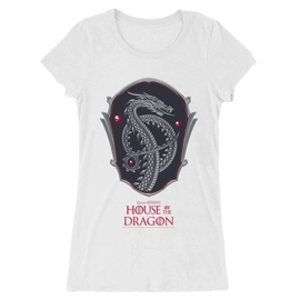 Fehér Sárkányok háza női hosszított póló - Dragon Shield