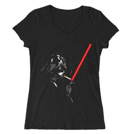 Fekete Star Wars női V-nyakú póló - Darth Vader loose