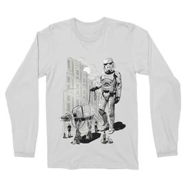 Fehér Star Wars férfi hosszú ujjú póló - Rohamosztagos és a lépegető