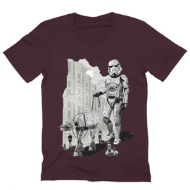 Bordó Star Wars férfi V-nyakú póló - Rohamosztagos és a lépegető