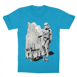 Atollkék Star Wars gyerek rövid ujjú póló - Rohamosztagos és a lépegető