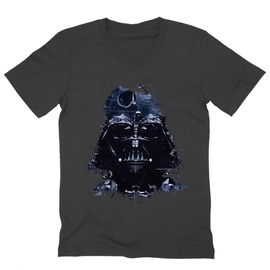 Sötétszürke Star Wars férfi V-nyakú póló - Darth Vader és a Halálcsillag