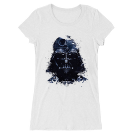 Fehér Star Wars női hosszított póló - Darth Vader és a Halálcsillag