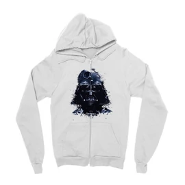 Fehér Star Wars zipzáros pulóver - Darth Vader és a Halálcsillag