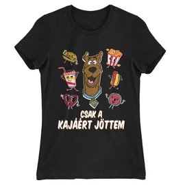 Fekete Scooby-Doo női rövid ujjú póló - Csak a kajáért jöttem