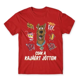 Piros Scooby-Doo férfi rövid ujjú póló - Csak a kajáért jöttem