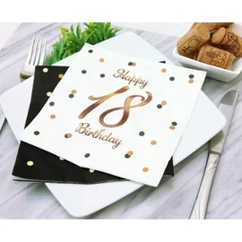 Happy Birthday szalvéta 20 db-os 33x33 cm - B&amp;amp;C White