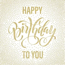 Happy Birthday szalvéta 20 db-os 33x33 cm - Dotted Gold