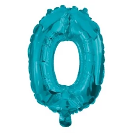 0-ás szám fólia lufi, 32 cm-es, blue kék színű
