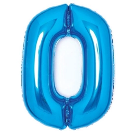 0-ás szám fólia lufi, 66 cm-es, blue kék színben