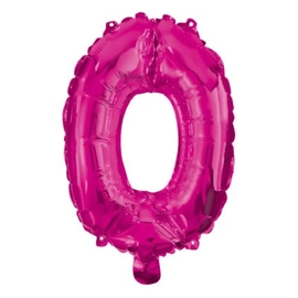 0-ás szám fólia lufi, 95 cm-es, pink színben