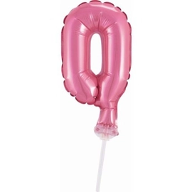 0-ás szám fólia lufi tortára, 13 cm-es, pink rózsaszín színben