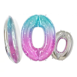 0-ás szám fólia lufi, 78 cm-es, space, űr színben