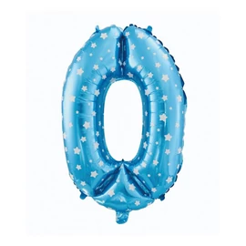 0-ás szám fólia lufi, 61 cm-es, blue kék színben