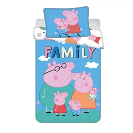 Peppa malac gyerek, ovis ágyneműhuzat garnitúra 100×135cm, 40×60 cm - Big Pig Family