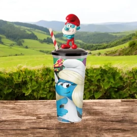 A hupikék törpikék pohár és Törpapa figura, topper