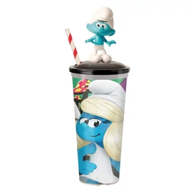 A hupikék törpikék pohár és Ügyifogyi figura, topper