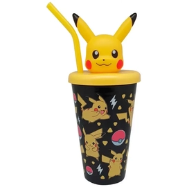 Pokémon műanyag 3D szívószálas pohár - Pikachu - 443 ml
