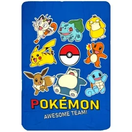 Pokémon coral fleece polár takaró, ágytakaró 130x160 cm - Awesome Team