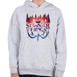 Sportszürke Stranger Things gyerek kapucnis pulóver - Logo II.