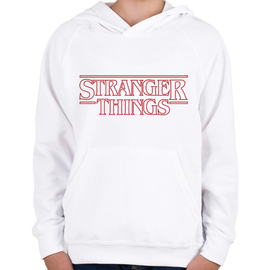 Fehér Stranger Things gyerek kapucnis pulóver - Logo