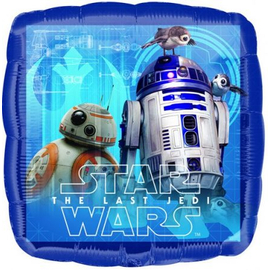 Star Wars: Az utolsó Jedik fólia lufi 43 cm - BB-8 és R2-D2