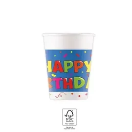 Happy Birthday papír pohár 8 db-os 200 ml - Kokliko