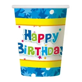 Happy Birthday papír pohár 6 db-os 270 ml - Blue