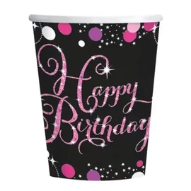 Happy Birthday papír pohár 8 db-os 250 ml - Pink