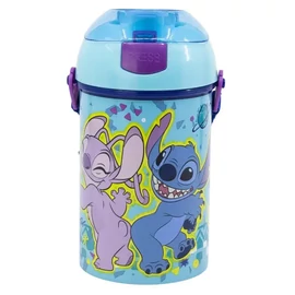 Disney Lilo és Stitch műanyag szívószálas kulacs akasztóval 450 ml - Dance