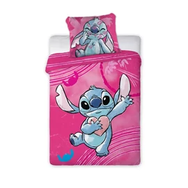 Disney Lilo és Stitch gyerek, ovis ágyneműhuzat garnitúra 100×135 cm, 40×60 cm - Heartbeat 