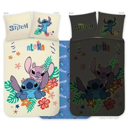 Disney Lilo és Stitch sötétben világító gyerek, ovis ágyneműhuzat garnitúra 100×135 cm, 40×60 cm - Aloha