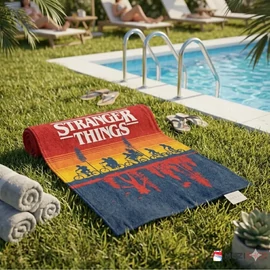 Stranger Things törölköző, fürdőlepedő 70x140cm - The Upside Down