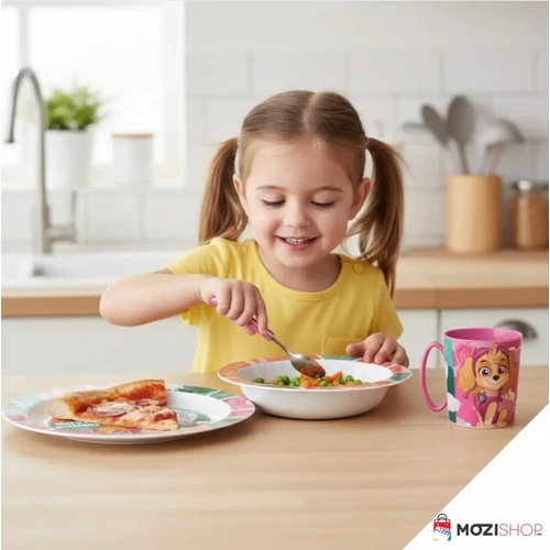 Mancs őrjárat étkészlet, micro műanyag szett, bögrével 390 ml - Superpowers