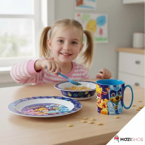 Mancs őrjárat étkészlet, micro műanyag szett bögrével 350 ml - Mighty Pups